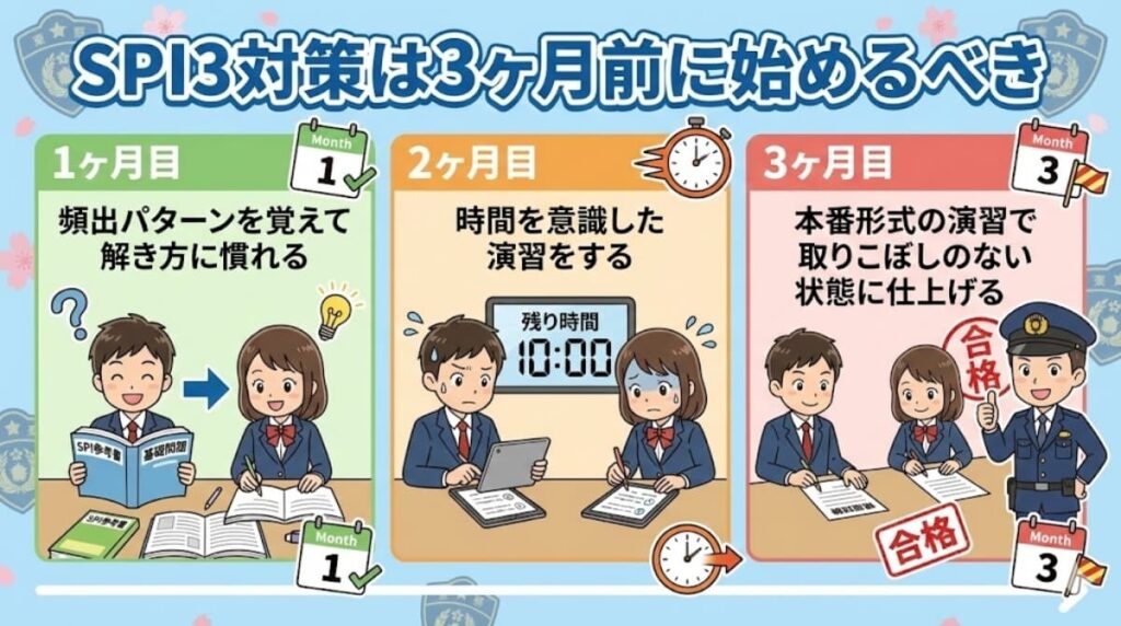 警視庁のSPI3対策は3ヶ月前を目安に始めるべき