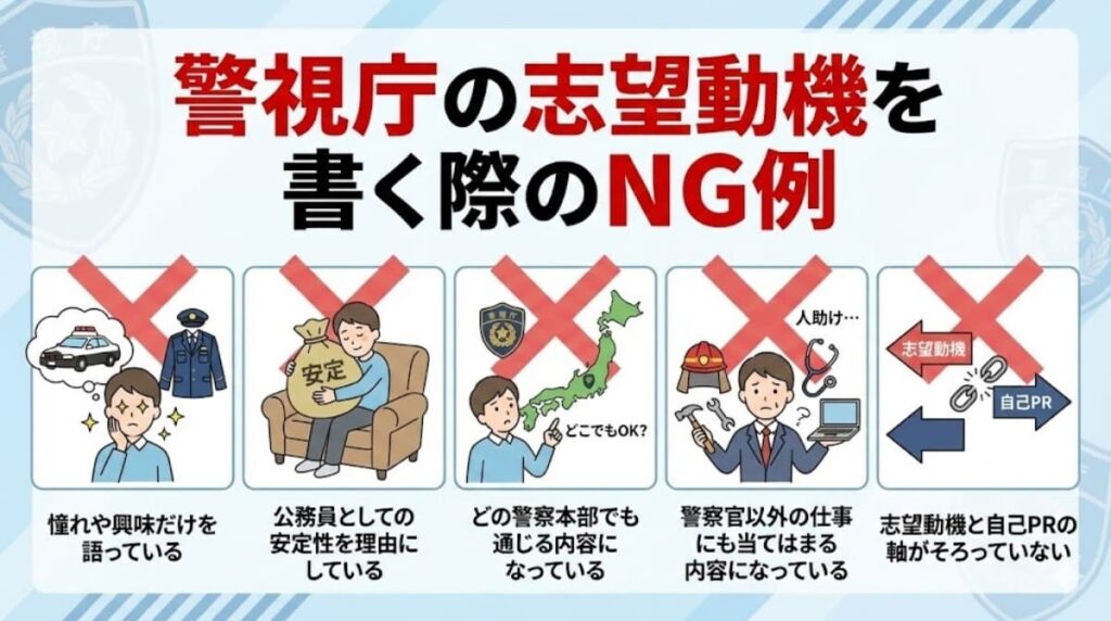 警視庁の志望動機を書く際のNG例