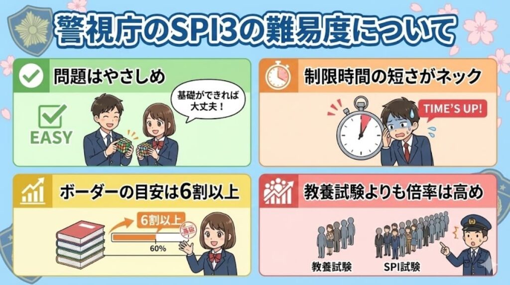 警視庁のSPI3はどのくらいの難易度?
